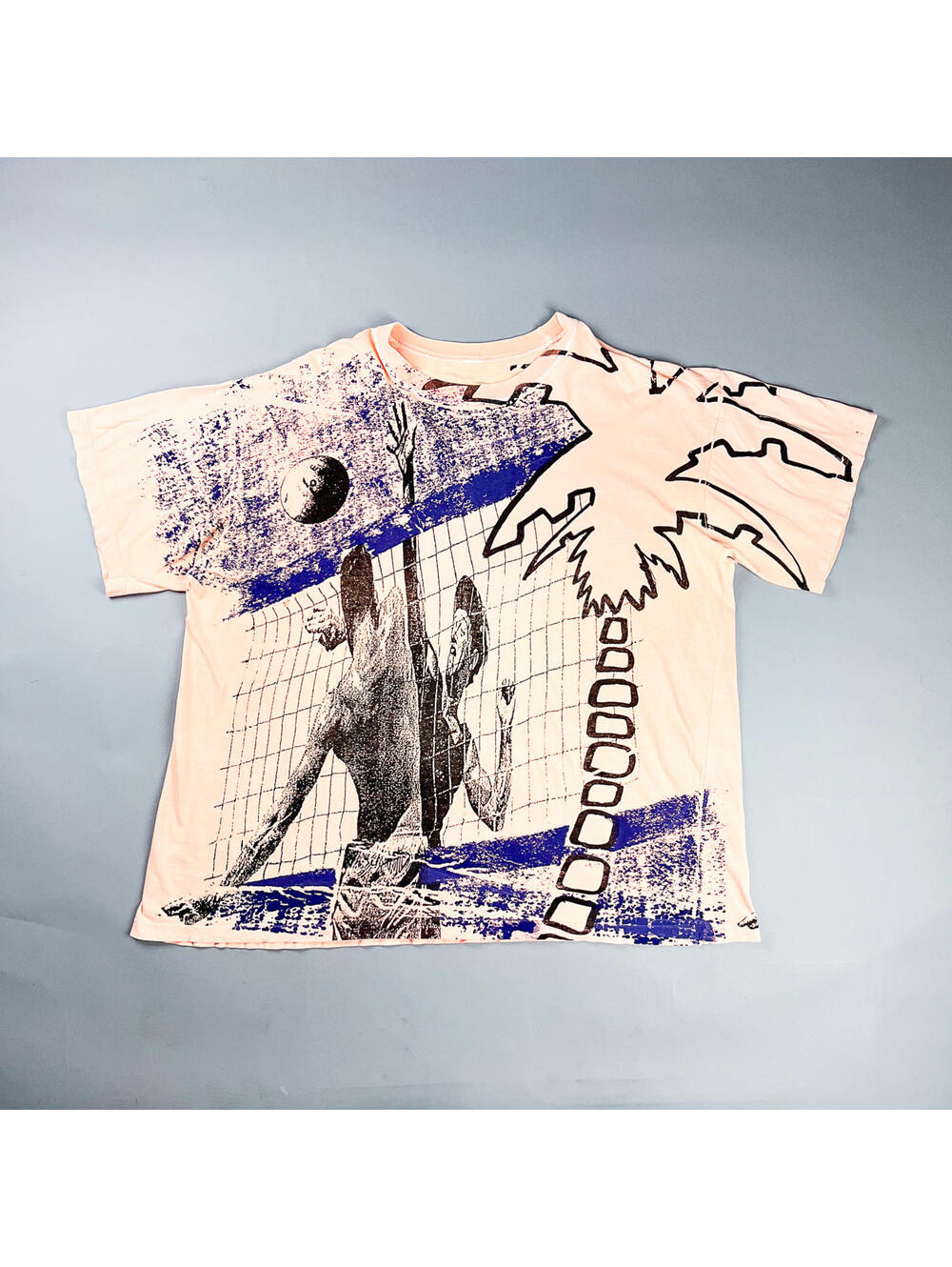 Vintage AOP T-Shirt | 90's Volleyball All Over Print Peach Oversized Tshirt